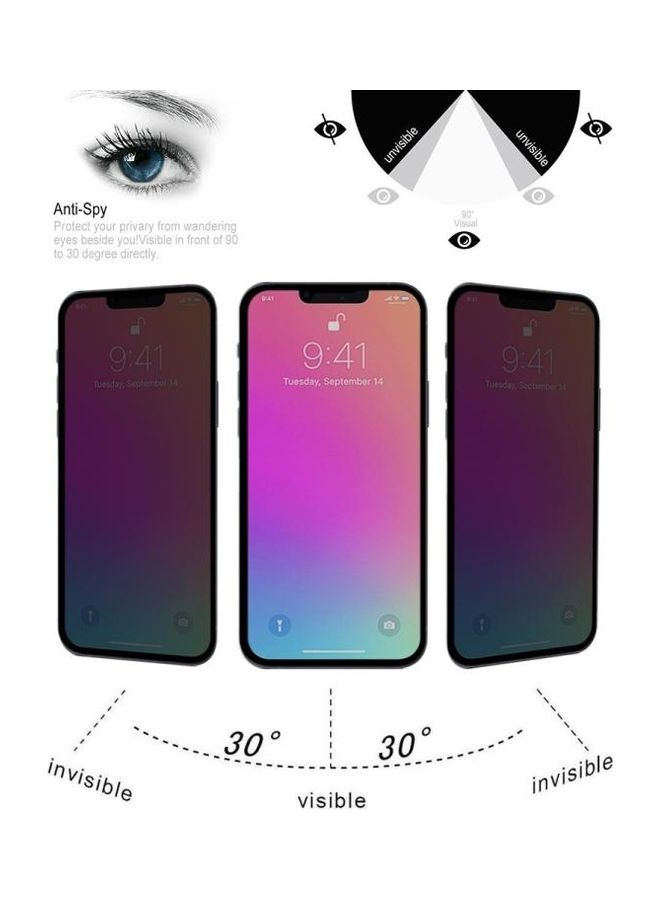 Anti Peeping Tempered Glass For iPhone 13/13 Pro Black - Image 5